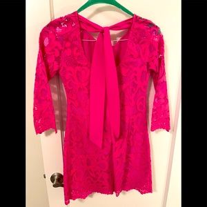 Lilly Pulitzer Tie Back pink lace cocktail dress